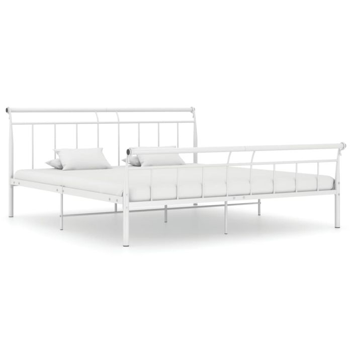 Bed Frame White Metal 200x200 cm