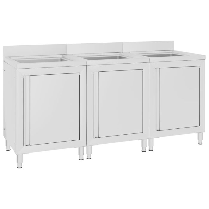 Commercial Kitchen Sink Cabinets 3 pcs Stainless Steel