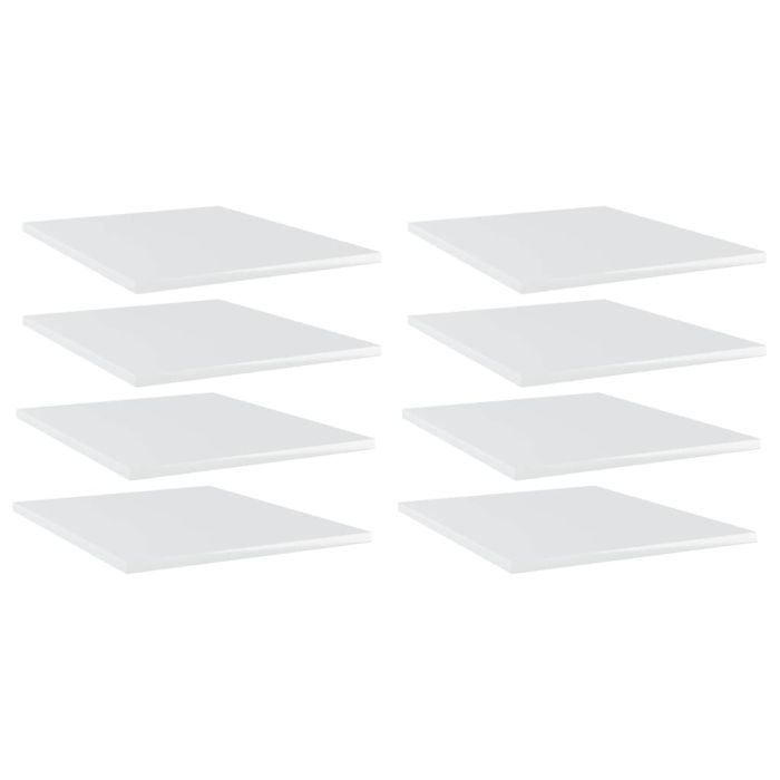 Bookshelf Boards 8 pcs High Gloss White 40x50x1.5 cm Engineered Wood
