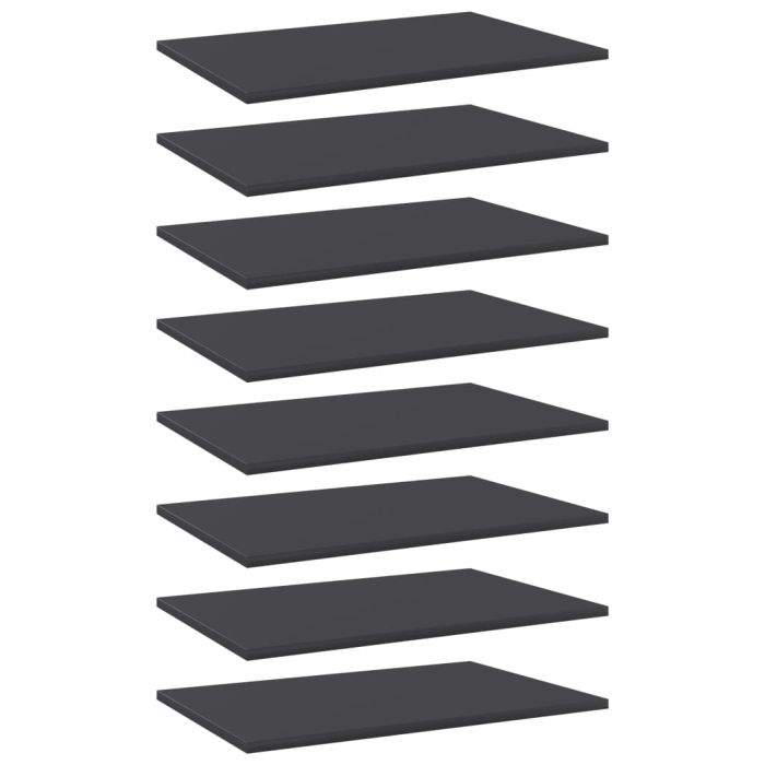 Bookshelf Boards 8 pcs Grey 60x40x1.5 cm Engineered Wood