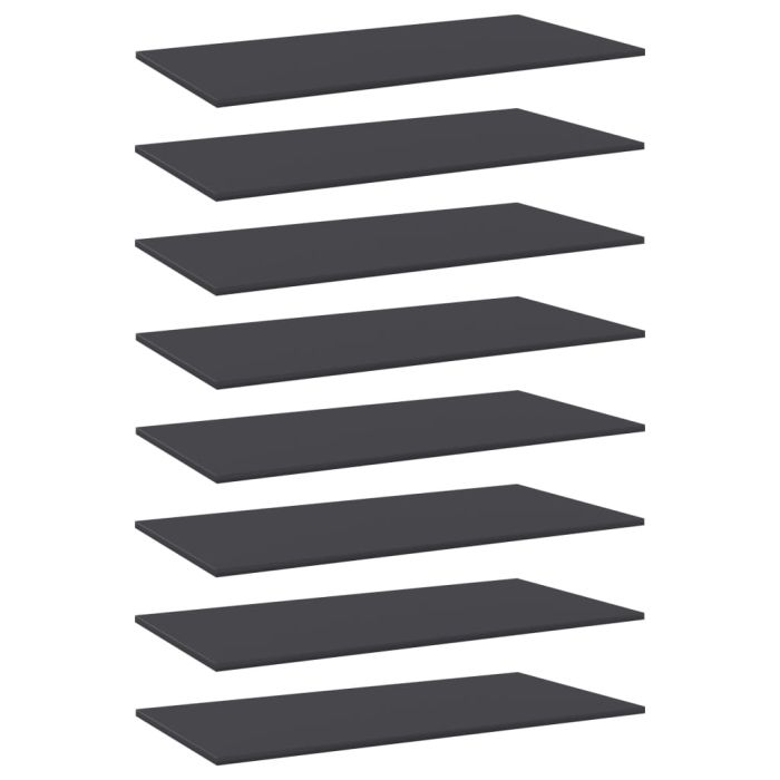 Bookshelf Boards 8 pcs Grey 80x20x1.5 cm Engineered Wood