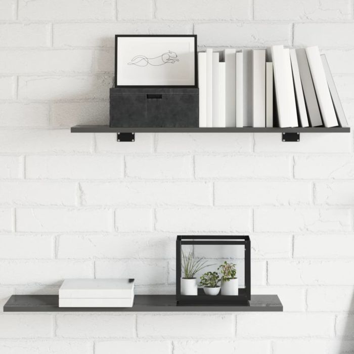 Bookshelf Boards 8 pcs High Gloss Grey 80x20x1.5 cm Engineered Wood