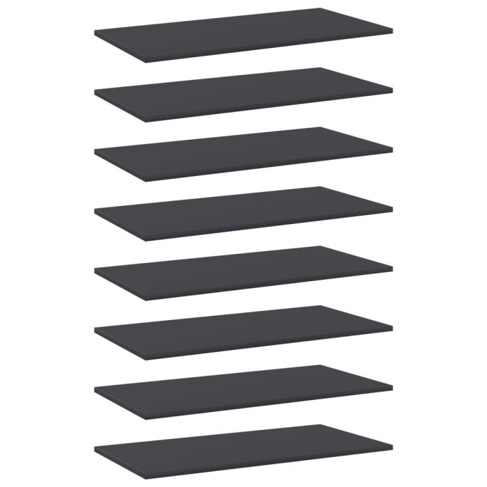 Bookshelf Boards 8 pcs Grey 80x40x1.5 cm Engineered Wood
