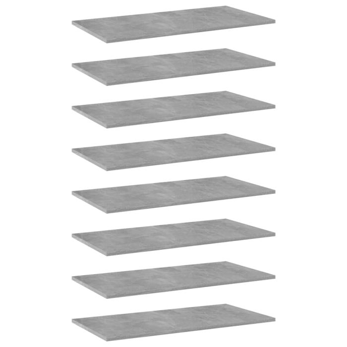 Bookshelf Boards 8 pcs Concrete Grey 80x40x1.5 cm Engineered Wood