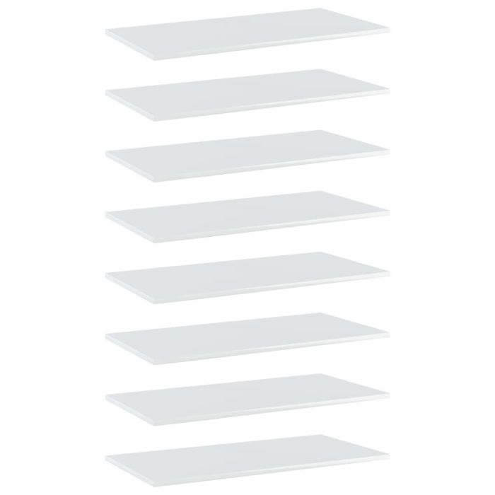 Bookshelf Boards 8 pcs High Gloss White 80x40x1.5 cm Engineered Wood