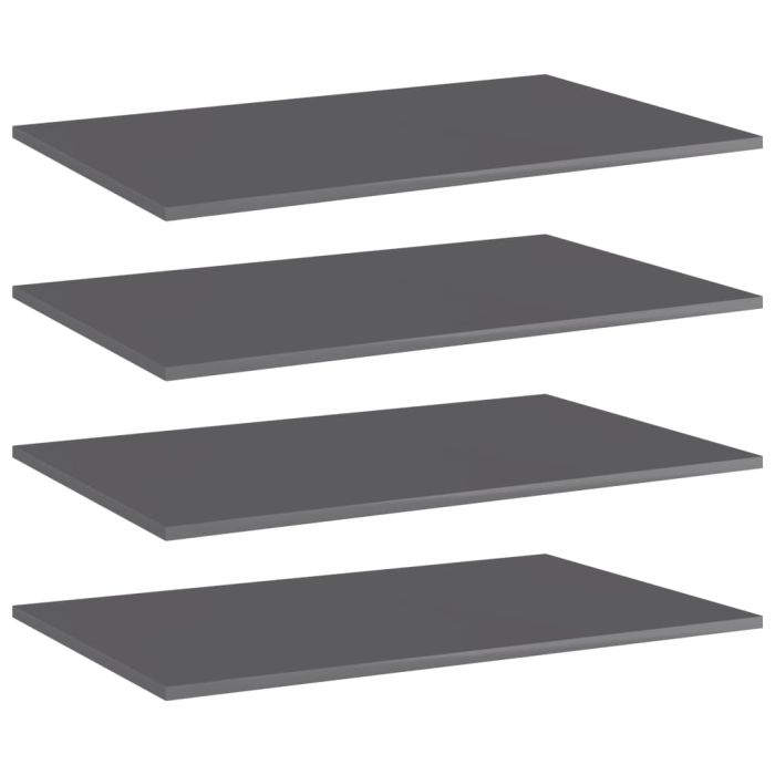 Bookshelf Boards 4 pcs High Gloss Grey 80x50x1.5 cm Engineered Wood