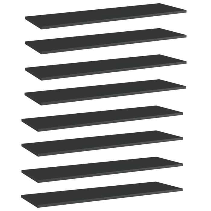 Bookshelf Boards 8 pcs High Gloss Black 100x30x1.5 cm Engineered Wood