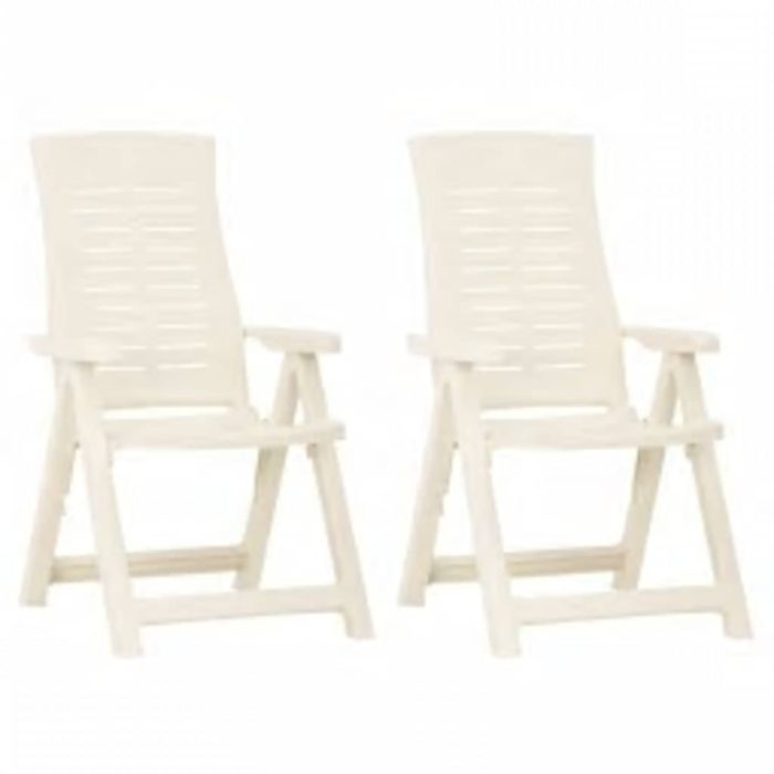 Garden Reclining Chairs 2 pcs Plastic White