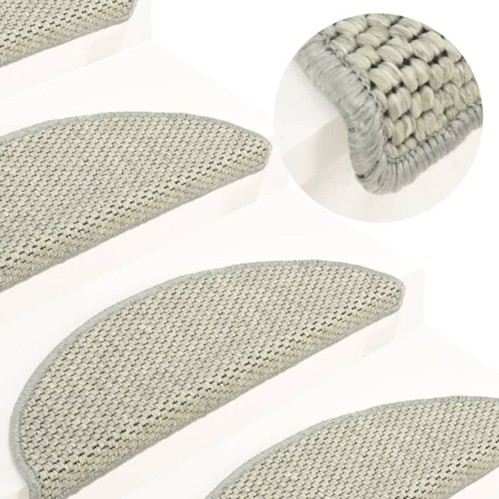Stair Mats Self-adhesive Sisal-Look 15 pcs 56x17x3 cm Grey