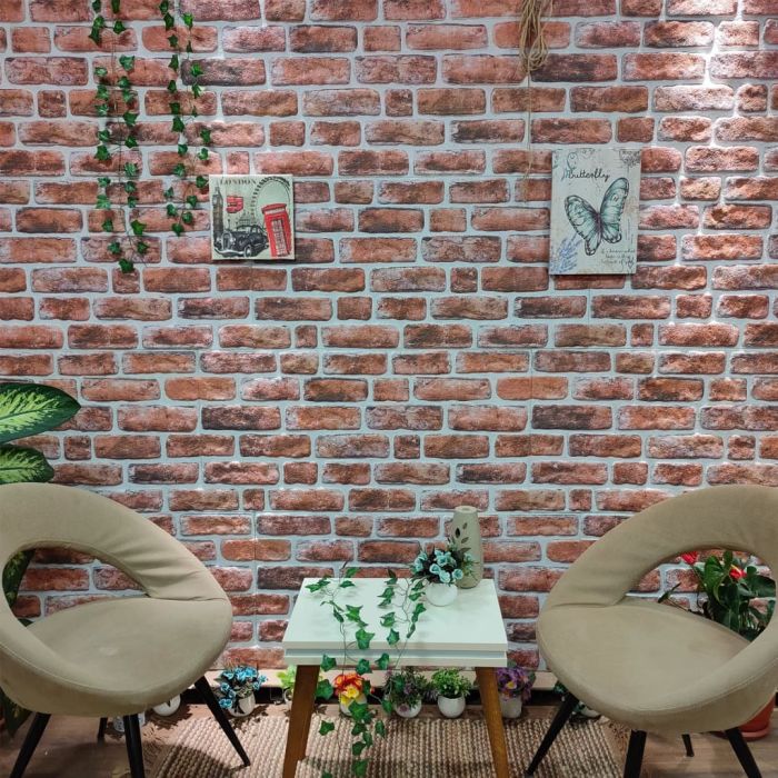 3D Wall Panels with Dark Brown Brick Design 10 pcs EPS