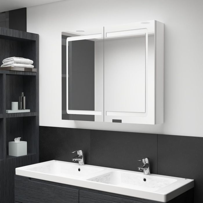 LED Bathroom Mirror Cabinet Shinning White 80x12x68cm