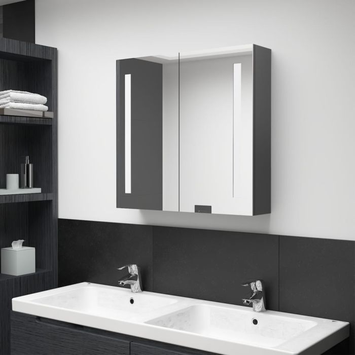LED Bathroom Mirror Cabinet Grey 62x14x60cm