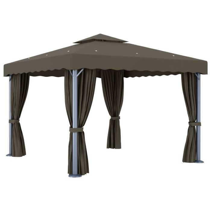 Gazebo with Curtain 3x3 m Taupe Aluminium