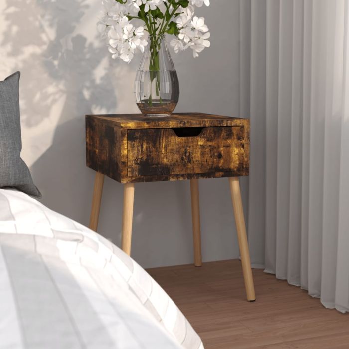 Bedside Cabinet Smoked Oak 40x40x56cm Engineered Wood