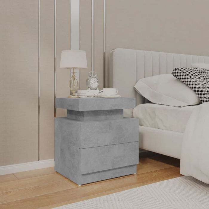 Bedside Cabinet Concrete Grey 45x35x52cm Engineered Wood