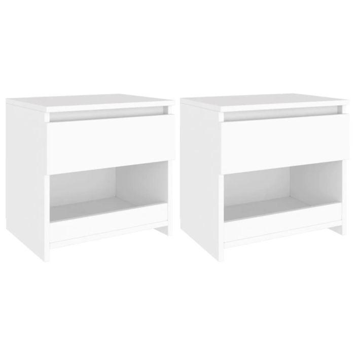 Bedside Cabinets 2 pcs White 40x30x39cm Engineered Wood
