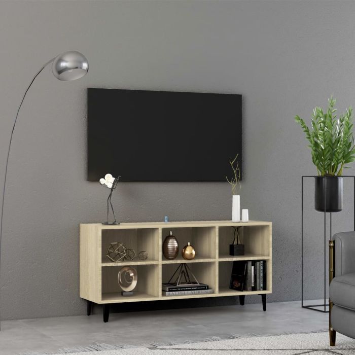 TV Cabinet with Metal Legs Sonoma Oak 103.5x30x50 cm