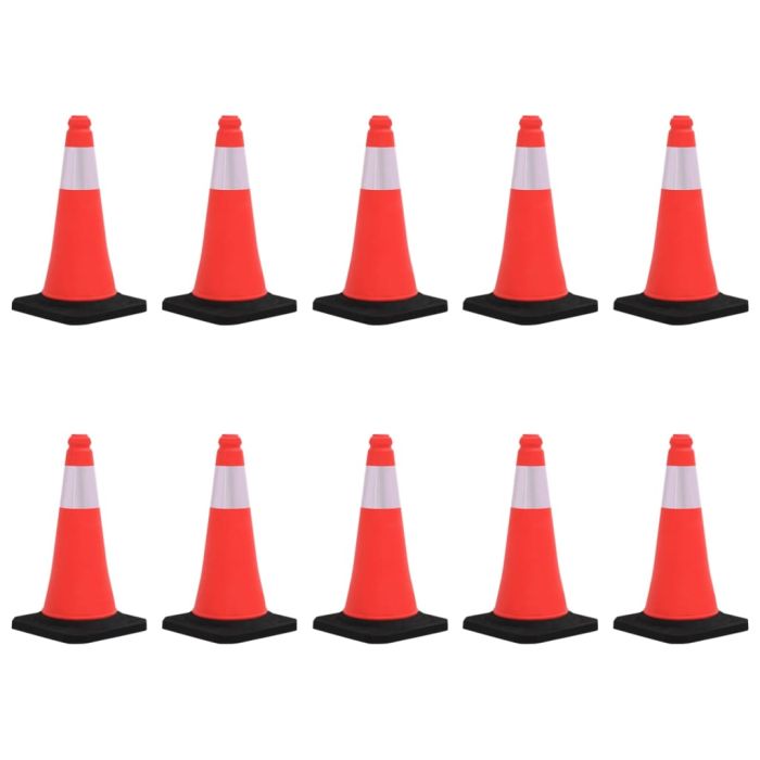 Reflective Traffic Cones with Heavy Bases 10 pcs 50 cm