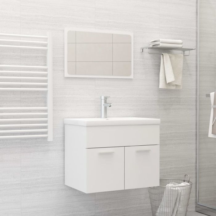 Bathroom Furniture Set White Engineered Wood