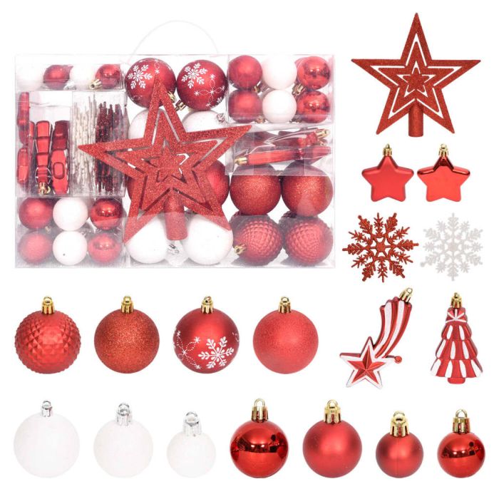 Briet 108 Piece Christmas Bauble Set Red and White