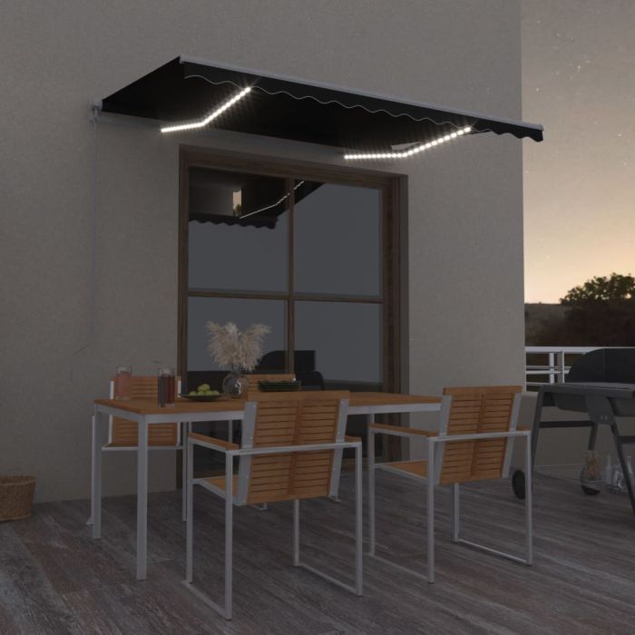Manual Retractable Awning with LED 350x250cm Anthracite