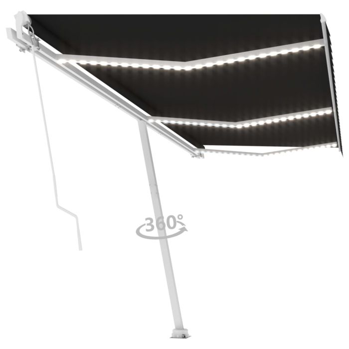 Manual Retractable Awning with LED 600x300cm Anthracite