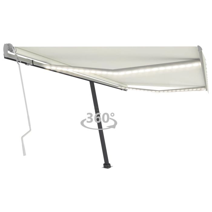 Manual Retractable Awning with LED 400x300cm Cream