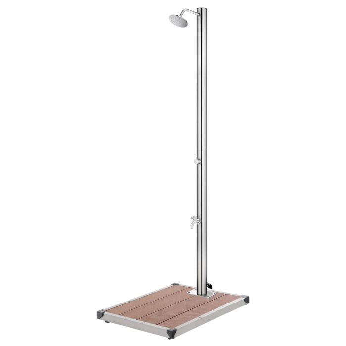Garden Shower with Brown Base 220 cm Stainless Steel