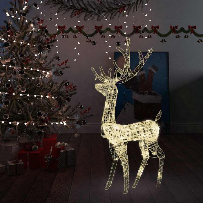 GLISTEN Acrylic Reindeer Christmas Decoration 140 LEDs 120cm Warm White