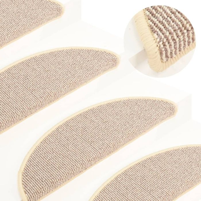 Carpet Stair Treads 15 Pcs White and Brown 56x17x3cm