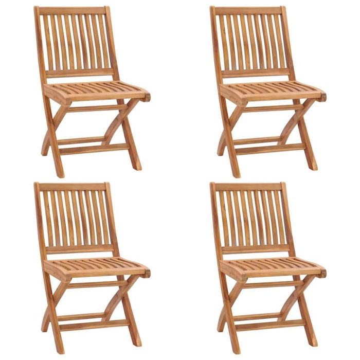 Folding Garden Chairs 4 Pieces Solid Teak Wood