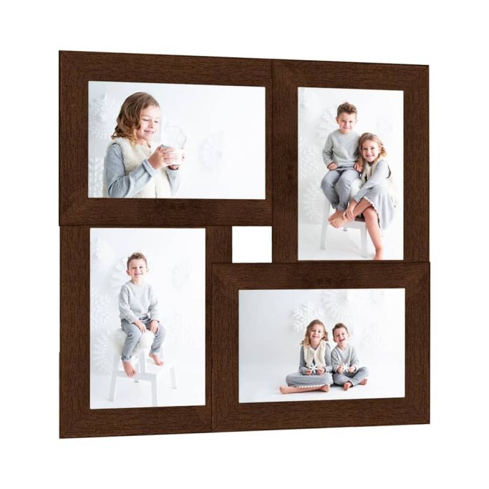 Collage Photo Frame for 4x(13x18 cm) Picture Dark Brown MDF