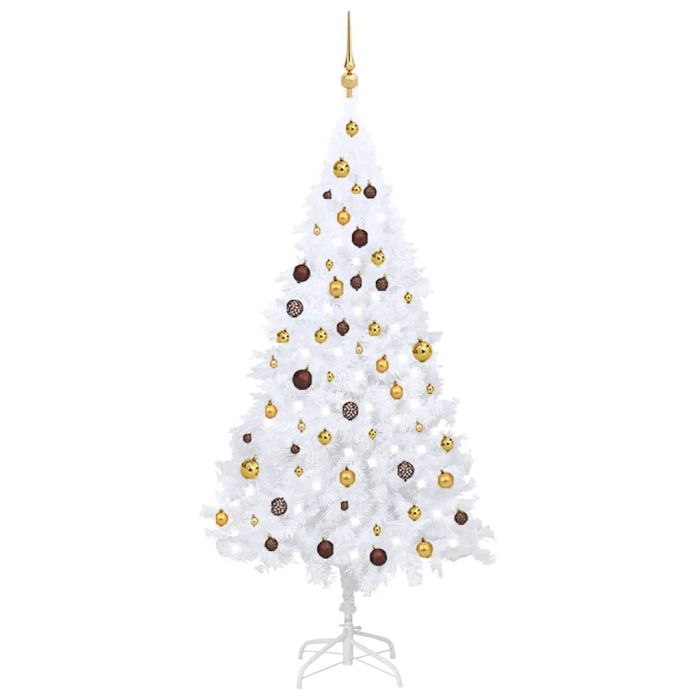 Artificial Pre-lit Christmas Tree with Ball Set White 180 cm PVC