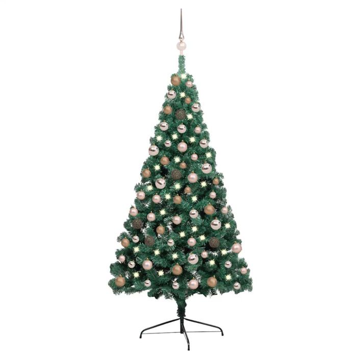 GLIMMO Artificial Half Pre-lit Christmas Tree with Ball Set Green 150 cm