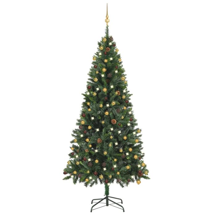 Fluer Artificial Pre-lit Christmas Tree Ball Set Green 210cm