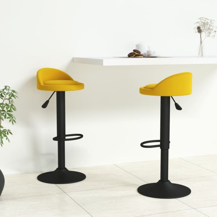 Bar Stools 2 Pieces Yellow Velvet