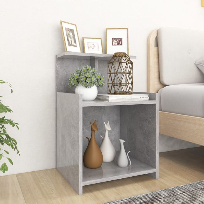 Bed Cabinet Concrete Grey 40x35x60cm Engineered Wood