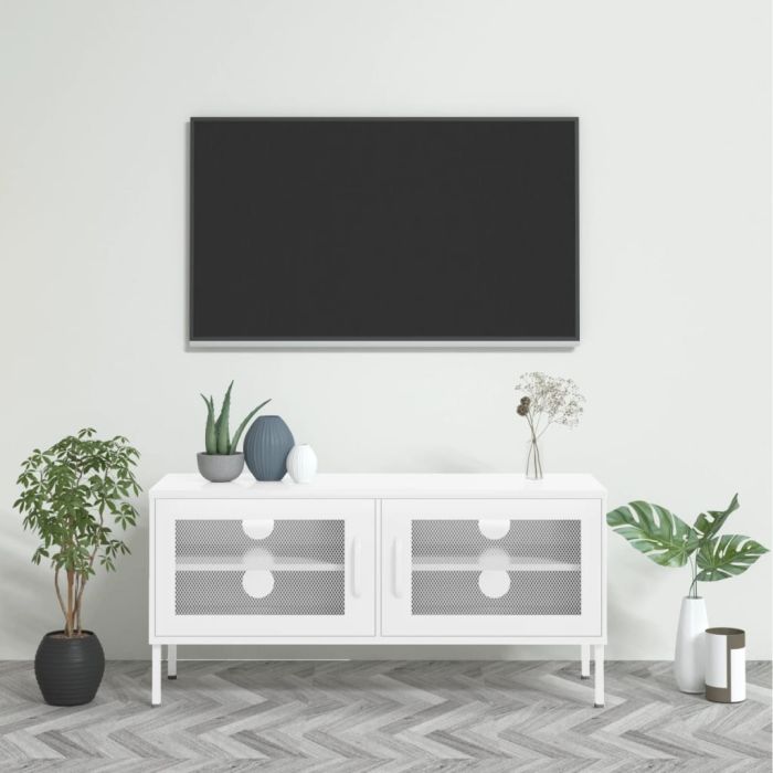 TV Cabinet White 105x35x50 cm Steel