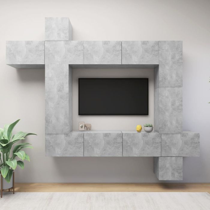 9 Piece TV Cabinet Set Concrete Grey Engineered Wood