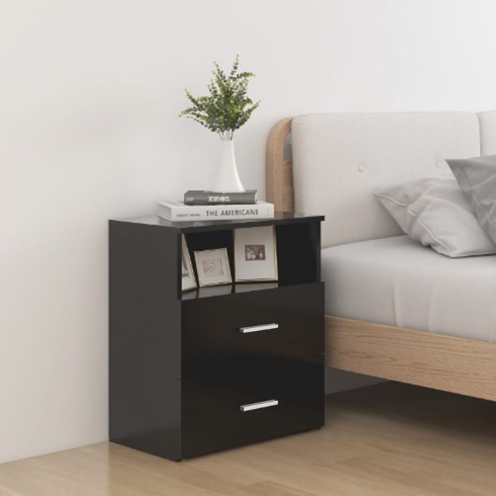 Bed Cabinet Black 50x32x60cm