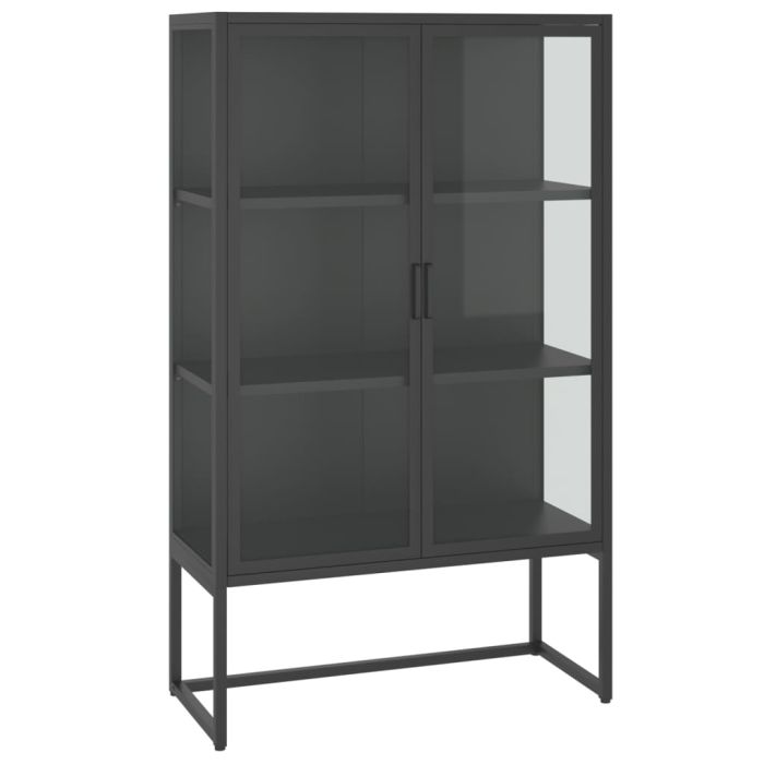 Highboard Anthracite 80x35x135 cm Steel and Tempered Glass