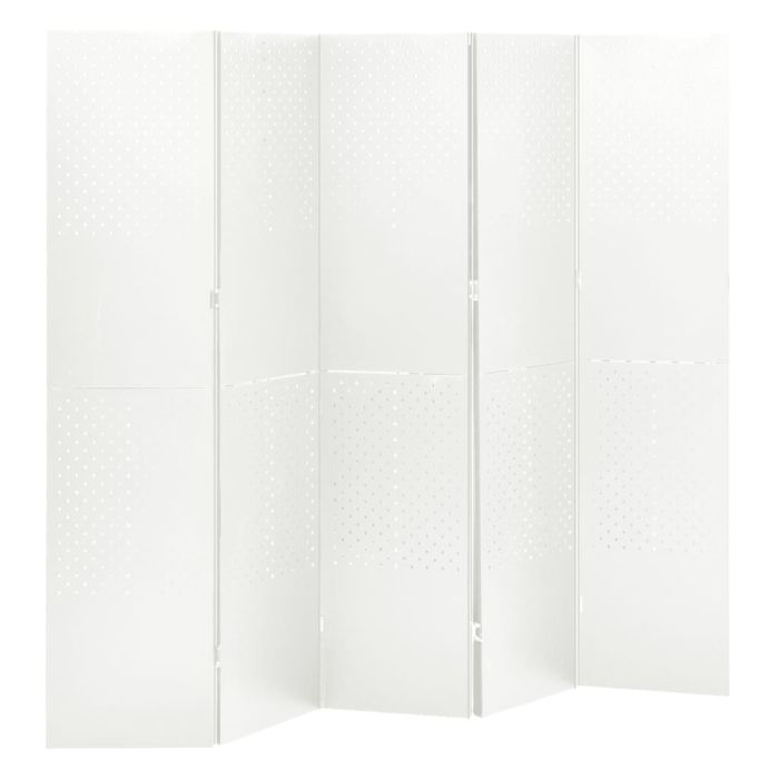 5-Panel Room Divider White 200x180 cm Steel