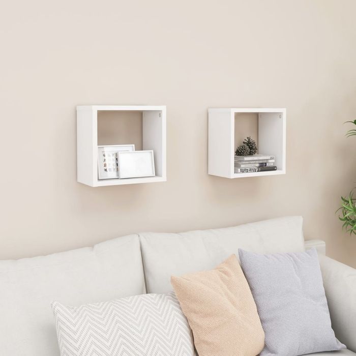 Wall Cube Shelves 2 Pieces White 26x15x26 cm