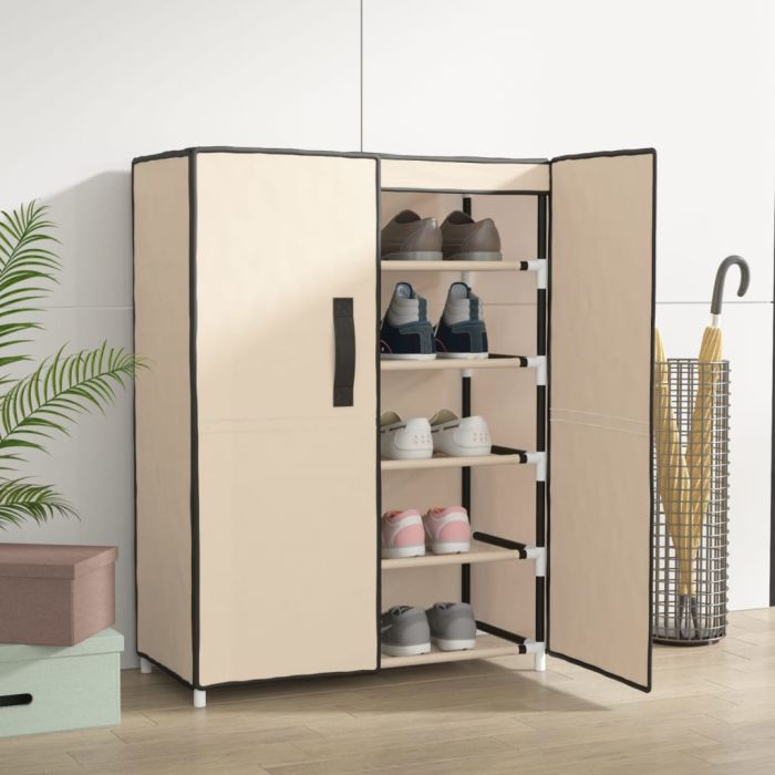 Shoe Cabinet Cream 60x28x90cm Fabric