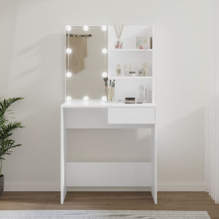 Dressing Table with LED White 74.5x40x141cm