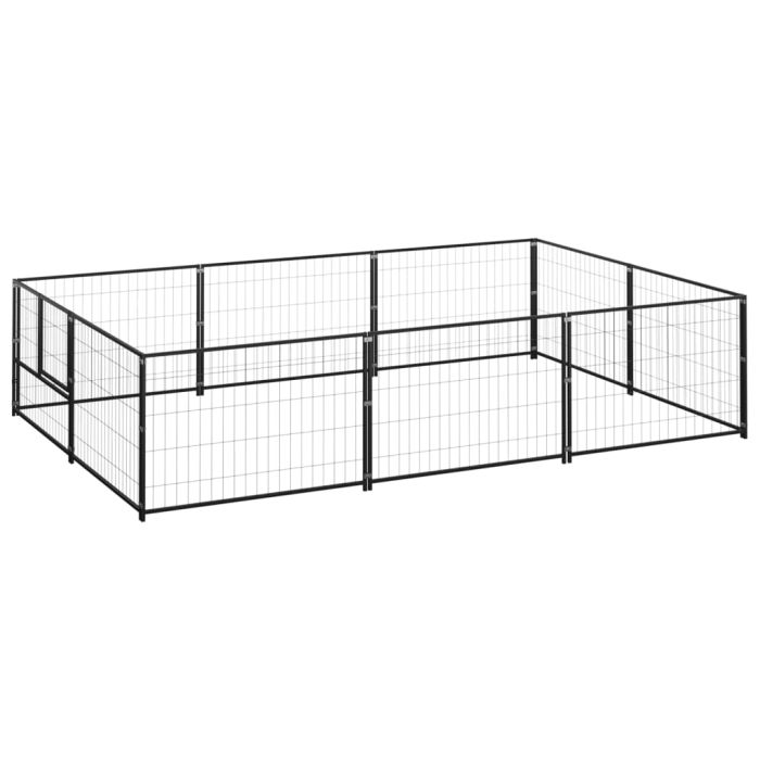 Dog Kennel Black 6 m2 Steel