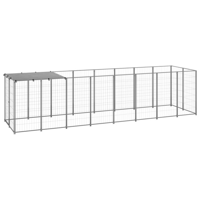 Dog Kennel Silver 4.84 m2 Steel