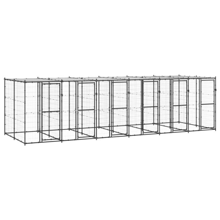 Outdoor Dog Kennel Steel with Roof 14.52 m²
