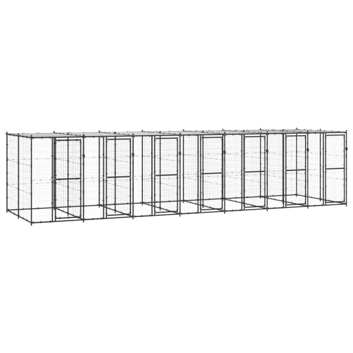 Outdoor Dog Kennel Steel with Roof 16.94 m2