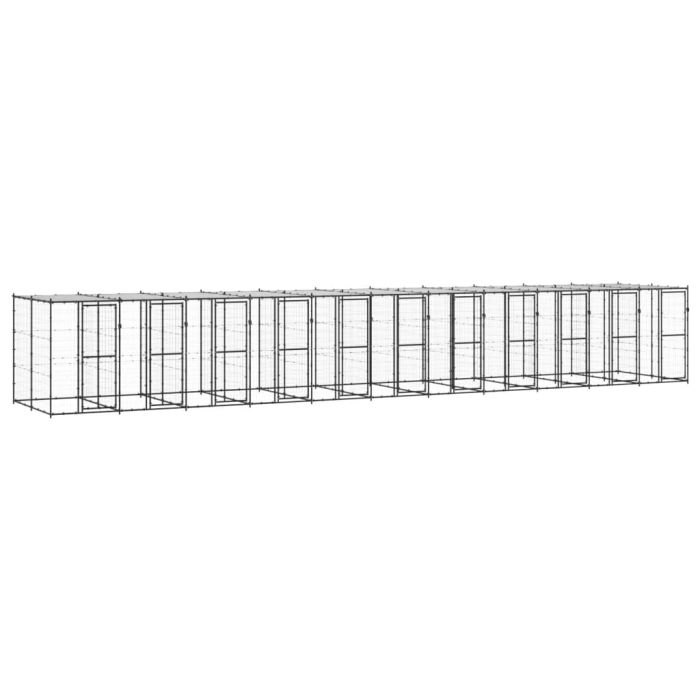 Outdoor Dog Kennel Steel with Roof 26.62 m2
